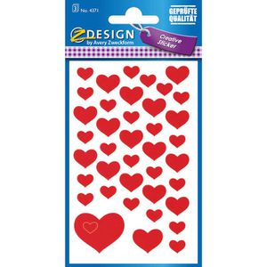 Zweckform Sticker 4371 Z-Design Deko Sticker, Herzen, rot, 117 Aufkleber, 117 Stück