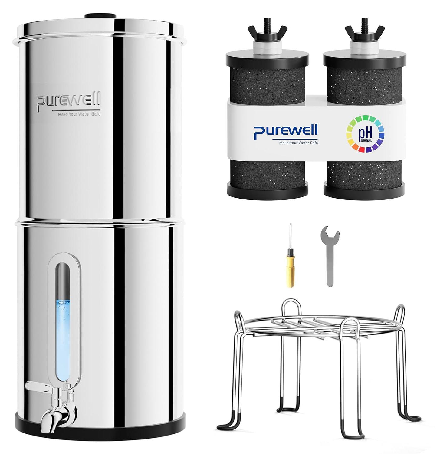 Wasserfilter - Alkalische Ultrafiltrationsanlage mit Schwerkraftbetrieb - 4 Stufen - 8,5 Liter - Mit 2 Filterpatronen