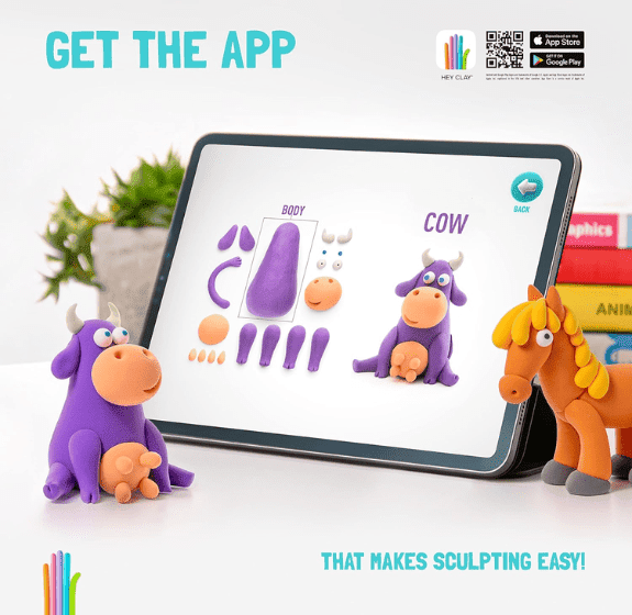 Hey Clay Animals 6 Can for Kids, Ages 3+, Non-Toxic Clay, Includes Free App Access, Arts & Crafts Toy