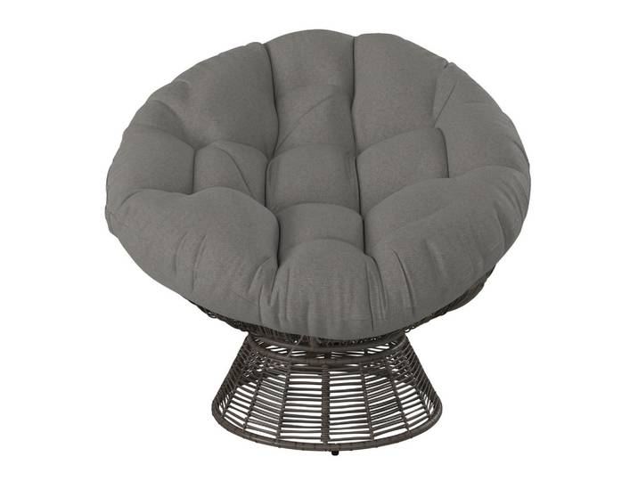Ambia Garden Garten-Relaxsessel Papasansessel, Grau, Metall, Kunststoff, Füllung: Baumwolle (recycelt), 95x84x77 cm, Gartenmöbel, Balkonmöbel, Balkonliegen