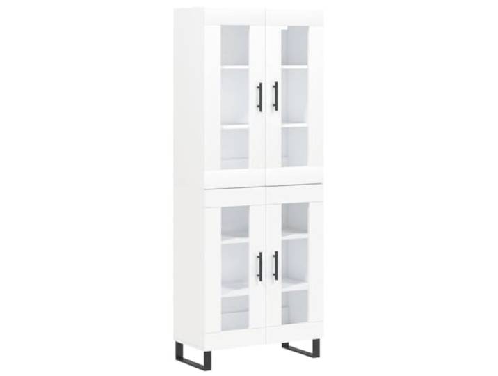 KKgypkn Highboard Weiss 69,5x34x180 cm Holzwerkstoff Metallfüsse, Viel Stauraum, Stabil, Feuchtigkeitsbestaendig, Mit Wandhalterung