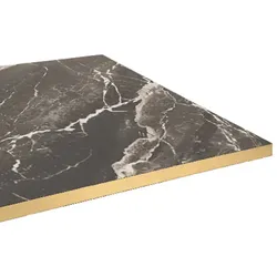 Restootab - Tischplatte 60x60 Dekor Marmor royal Kanten messingfarben