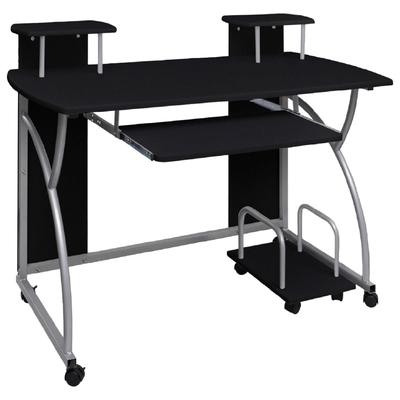 Helloshop26 - Computertisch Arbeitsplatz Computermöbel Computerarbeitsplatz 110 x 52 x 88,5 cm schwarzes Holzwerkstoff 02_0023743