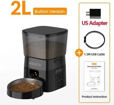 Inspired Finds ROJECO Automatic Pet Feeder For Cats & Dogs With Smart Portion Control black