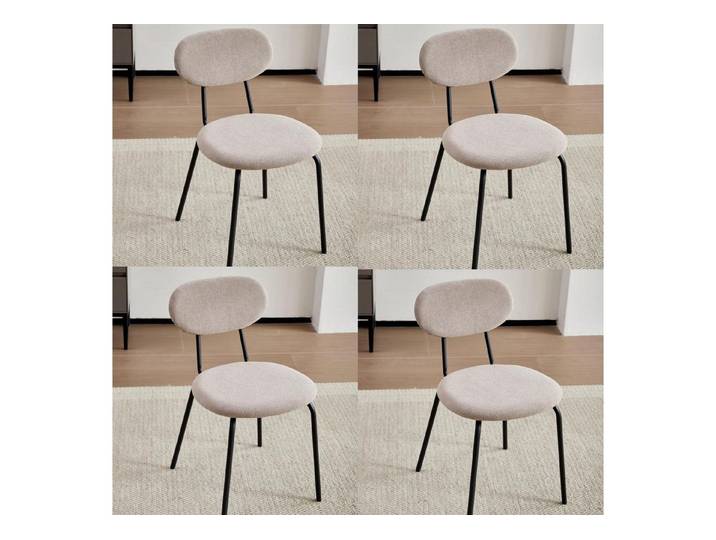LuxusKollektion Esszimmerstuhl Esszimmerstuhl 4er Set stapelbar gepolstert Metallbeine Khaki 4er-Set