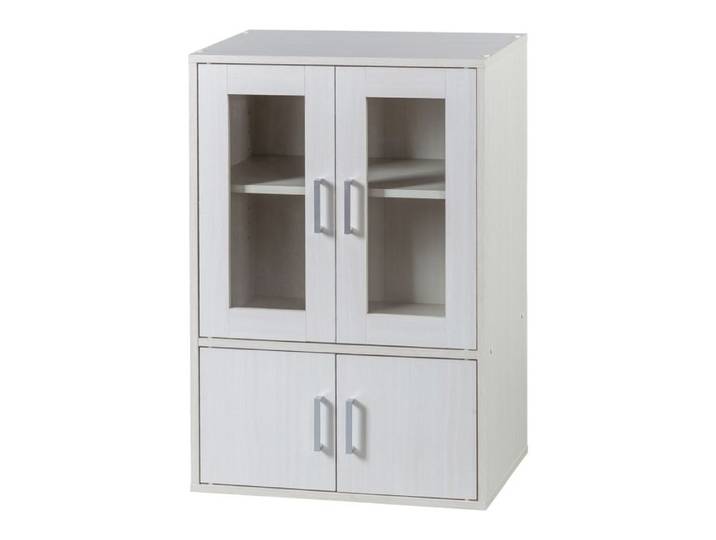 Iris Ohyama Meuble Bibliothèque de rangement Vaisselier Buffet -GKN-9060- Chêne Blanc L24 x P29 x H90 cm