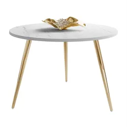 COUCHTISCH SOLEIL II aus Weiß Marmor auf goldenen Beinen