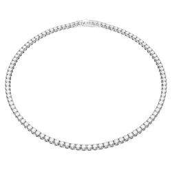 Swarovski Matrix Tennis Halskette Rundschliff, Weiß, Rhodiniert