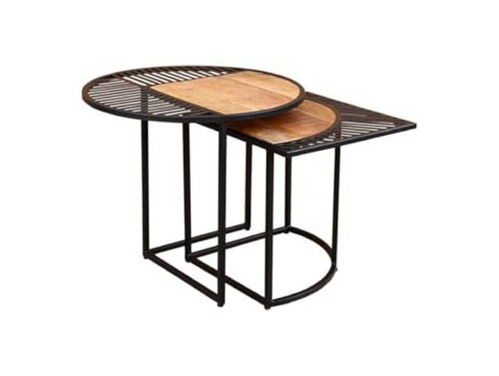 GILDE 2er Set Beistelltisch Farsi aus Metall - pulverbeschichtet - naturfarben/schwarz - Höhe 60cm x Breite 60cm