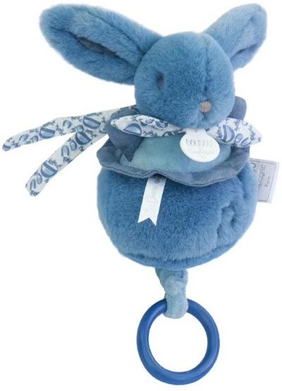 Boite à musique lapin 20 cm Bleu : Lapin DOUDOU - Doudou et compagnie