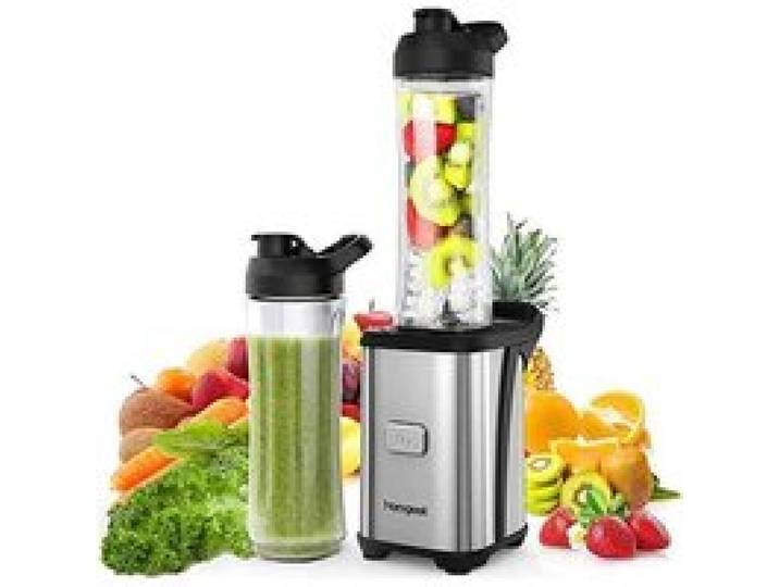 Mixeur Blender - JLJC-Homgeek - 350W - 2 Bouteilles 600ml - Acier Inox - Fonction Smoothie