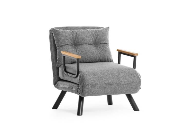 Fauteuil convertible en tissu l67 cm - gris clair