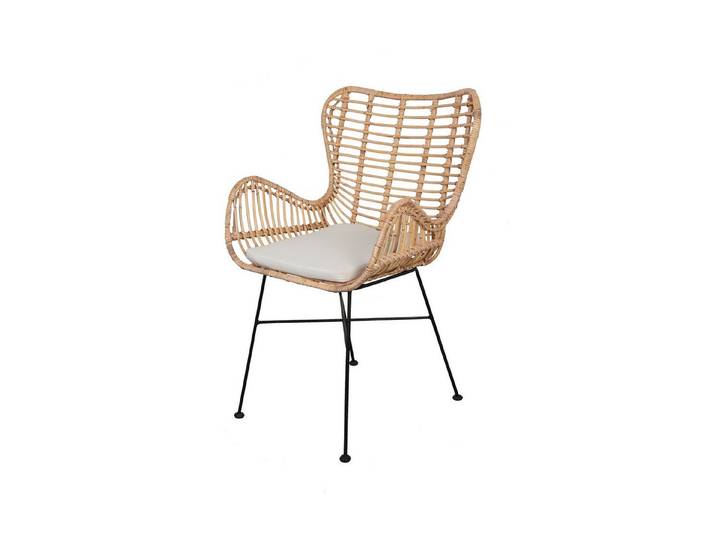 Casa Moro Rattanstuhl XXL breiter Rattansessel Monia aus Naturrattan (77x77x101 cm (B/T/H), Bequemer Relaxsessel Fernsehsessel), Retro Stuhl für Küche Garten Terrasse Lounge, INS54