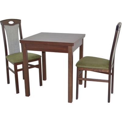 Essgruppe "3tlg. Tischgruppe", grün (nussbaum, nachbildung, grün, nussbaum, nachbildung), B:45cm H:95cm T:48cm, FSC-zertifiziertes Massivholz, HOFMANN LIVING AND MORE, Sitzmöbel-Sets, Essgruppe, Stühle montiert