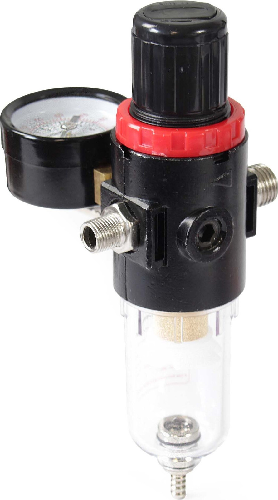 Wiltec luchtfilter met waterafscheider en drukregelaar tot 7 bar voor airbrush-compressoren inclusief adapters en accessoires