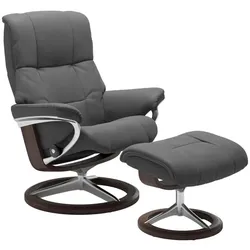 Stressless Sessel mit Hocker Mayfair Signature Leder Grau Batick Grey L (Large)