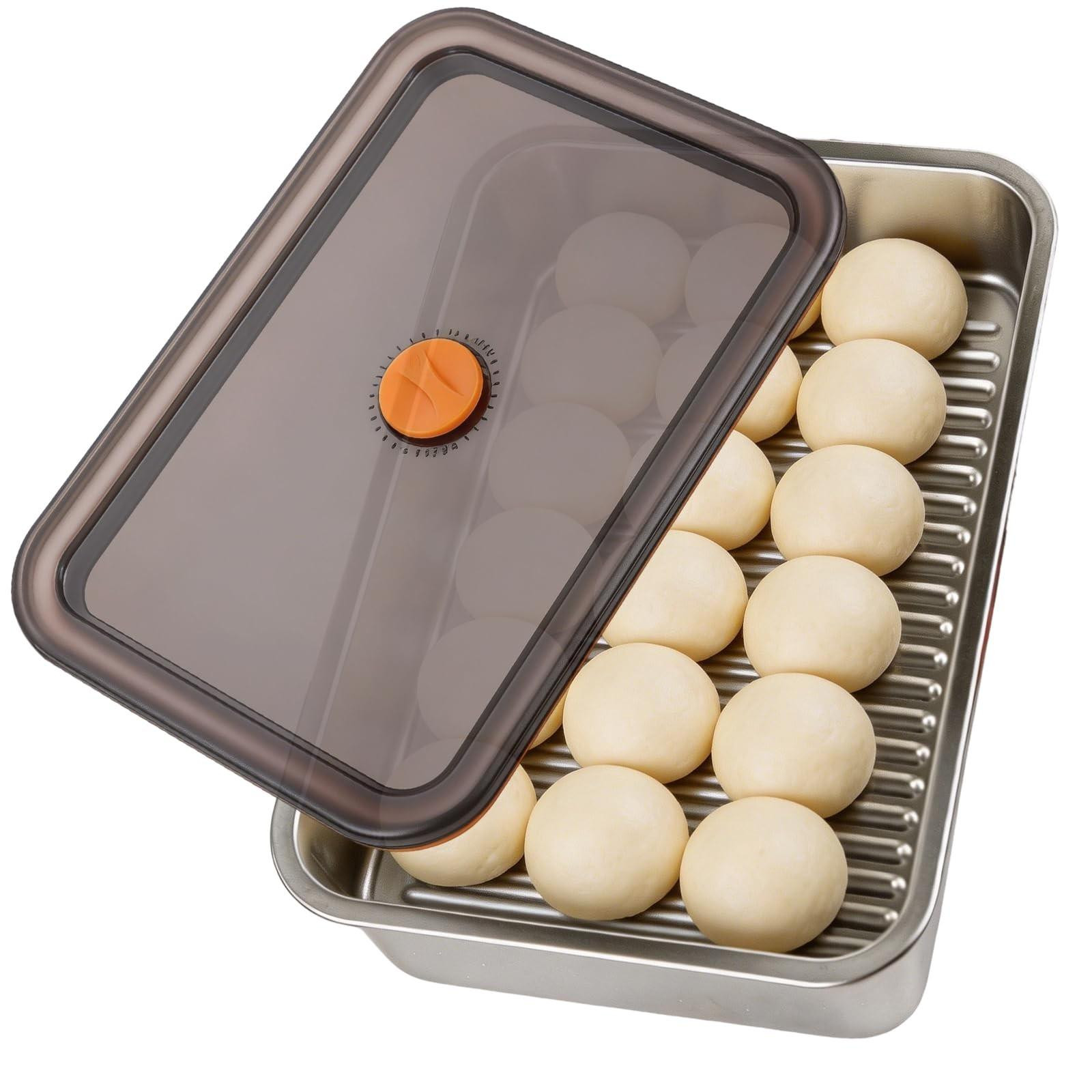 Merkloze RVS Pizza Ball Box met deksel voor deeg en voedsel