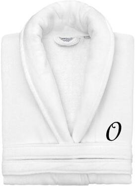 Authentic Hotel and Spa 100% Turkish Cotton Personalized Unisex Anovia Velour Bathrobe - Black Script Font