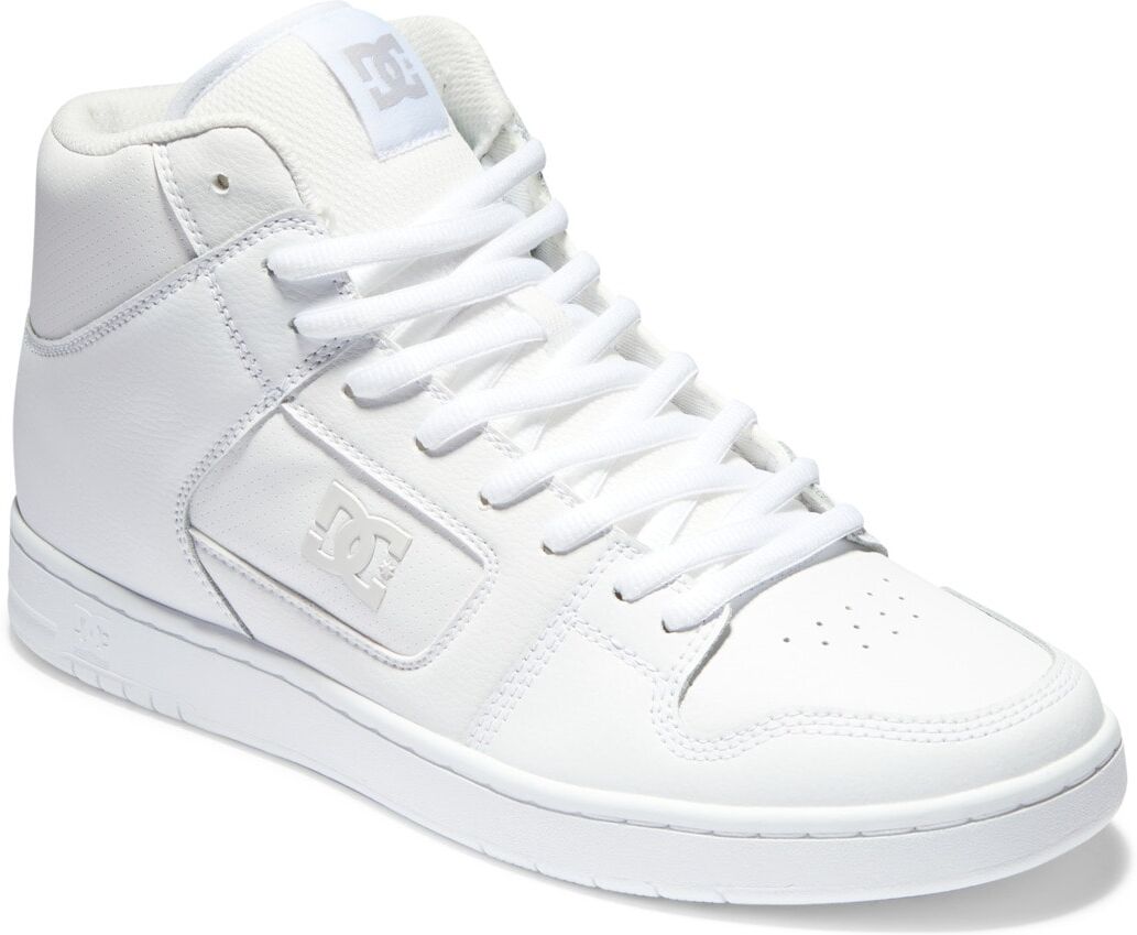 Sneaker DC SHOES "Manteca 4 Hi", Herren, Gr. 6,5(38,5), weiss (weiß, weiß, battleship), Obermaterial:51.34% Leder, 48.66% Synthetikmaterial., Schuhe Sneaker weiß, weiß, battleship 6,5(38,5)