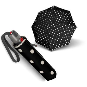 Knirps Regenschirm T.200 M Duomatic, dot art black, sturmfest, Auf-Zu-Automatik, Ø 97 cm, 28 cm, Taschenschirm