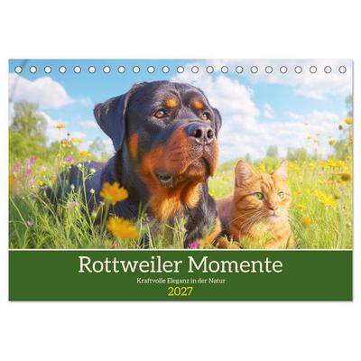 Rottweiler Momente. Kraftvolle Eleganz in der Natur (Tischkalender 2027 DIN A5 quer), CALVENDO Monatskalender