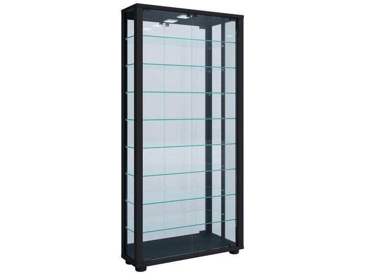 Mid.you Hängevitrine, Schwarz, Kunststoff, 8 Fächer, 59x114.3x18 cm, Beleuchtung, Esszimmer, Vitrinen, Hängevitrine