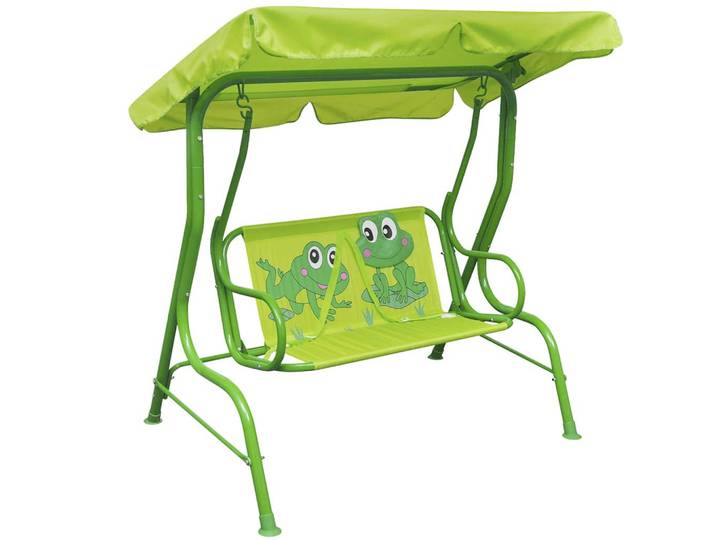 vidaXL Kinder-Hollywoodschaukel Grün, Rechteckig, 115x110x75 cm, Gartenmöbel, Gartenschaukeln, Hollywoodschaukeln