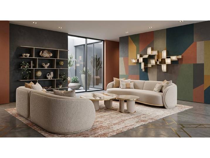 Xlmoebel Polstergarnitur Beiges modernes Wohnset mit Sofa und Sessel für stilvolles Wohnen, (Wohnset, 2-tlg., 4-Sitzer Sofa & Sessel), Made in Europa