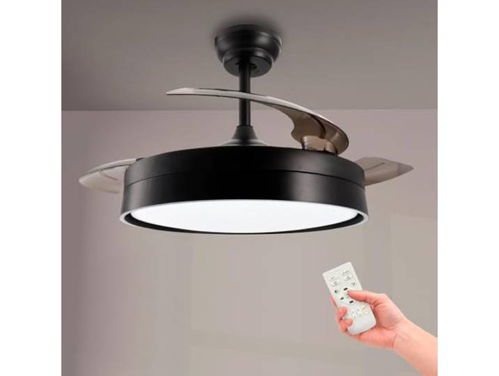 M mimotec - Ventilateur de plafond LED Black Loki\, température de couleur réglable\, fonction été/hiver\, 6 vitesses\, LM8825