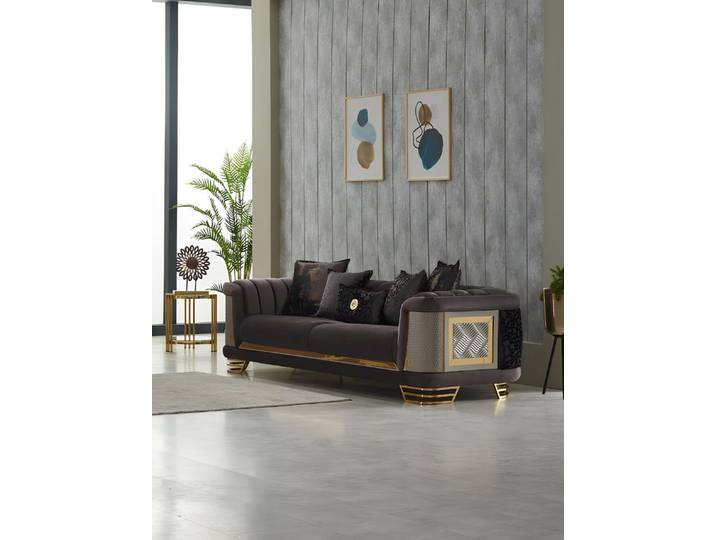 Xlmoebel 3-Sitzer Violette Stoffcouch mit elegantem Design und hohem Komfort, Dreisitzer, Hergestellt in Europa
