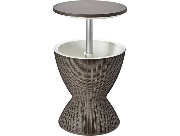 RELAX4LIFE Cool Bar Seau à Glace 30L Table Relevable de Cocktail Ø43cm Bouchon de Drainage pour Piscine/Terrasse/Patio Brun