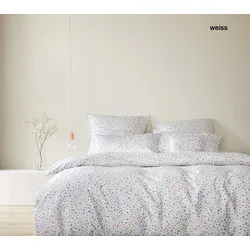 Elegante Mako-Satin Bettwäsche Beauties- 155x220 cm + 80x80 cm	weiss