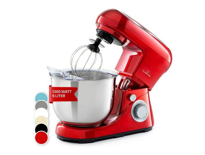 Klarstein Küchenmaschine Bella Pico 2G Küchenmaschine 1300W 1,7 PS 5L 6 Stufen Pulsfunktion, 1300 W, 5 l Schüssel, Knetmaschine Teigmaschine Teigknetmaschine Rührmaschine Standmixer