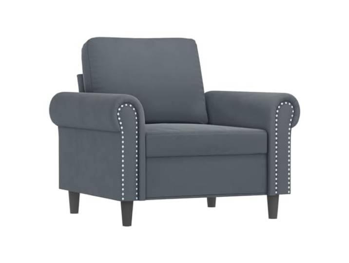 KTHLBRH 3-teiliges Sofaset aus dunkelgrauem Samt mit Kissen Gestell aus Holz und Metall, Füllung aus Schaumstoff, 10 Kissen inklusive, 1 Sofa, 1 2-Sitzer-Sofa, 1 3-Sitzer-Sofa