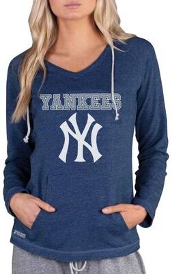 MLB Mainstream Women's Long Sleeve Hooded Top (Size XL) New York Yankees, Cotton,Polyester,Rayon