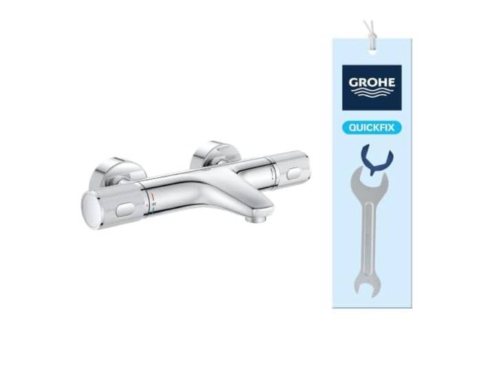 GROHE Mitigeur thermostatique douche Precision Feel\, montage mural\, indicateur de température\, filtres intégrés\, poignées métalliques\, rosaces incluses\, chromé\, 34788000 (Import Allemagne)