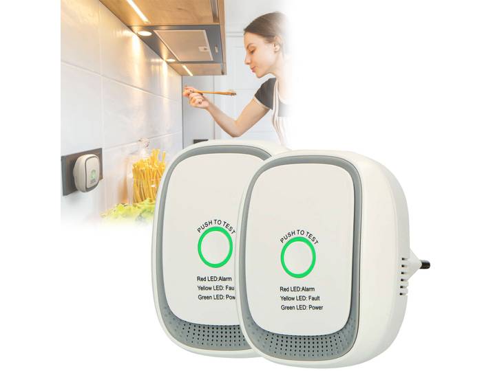 2er-Set Methan & Erdgas Detektor für die Steckdose, 70dB