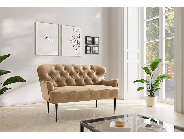 2-Sitzer Sofa Lodging Beige Microfaser Priya 153 x 97 x 87cm Landhaus