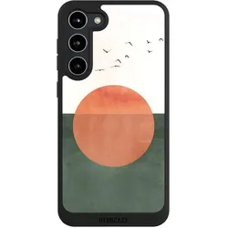 Nivocase Handyhülle für Samsung Galaxy S23+ Hülle NIVOpure Case Schwarz Sonnenschein Sonnenuntergang Vogel (Samsung Galaxy S23+), Smartphone Hülle, Schwarz