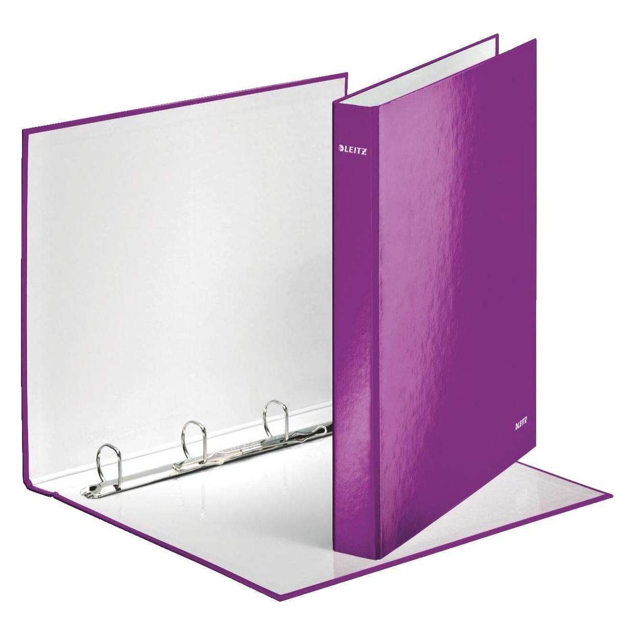 Leitz Ringbuch WOW, DIN A4, Hartpappe, violett 4 D-Ring-Mechanik, Rückenbreit: 40 mm, Ringdurchmesser: (A4, 40 mm) (42420062)