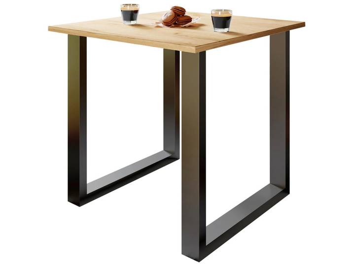 Mid.you Esstisch, Schwarz, Honigeiche, Kufe, 80x76x80 cm, Esszimmer, Esstische, Esstische