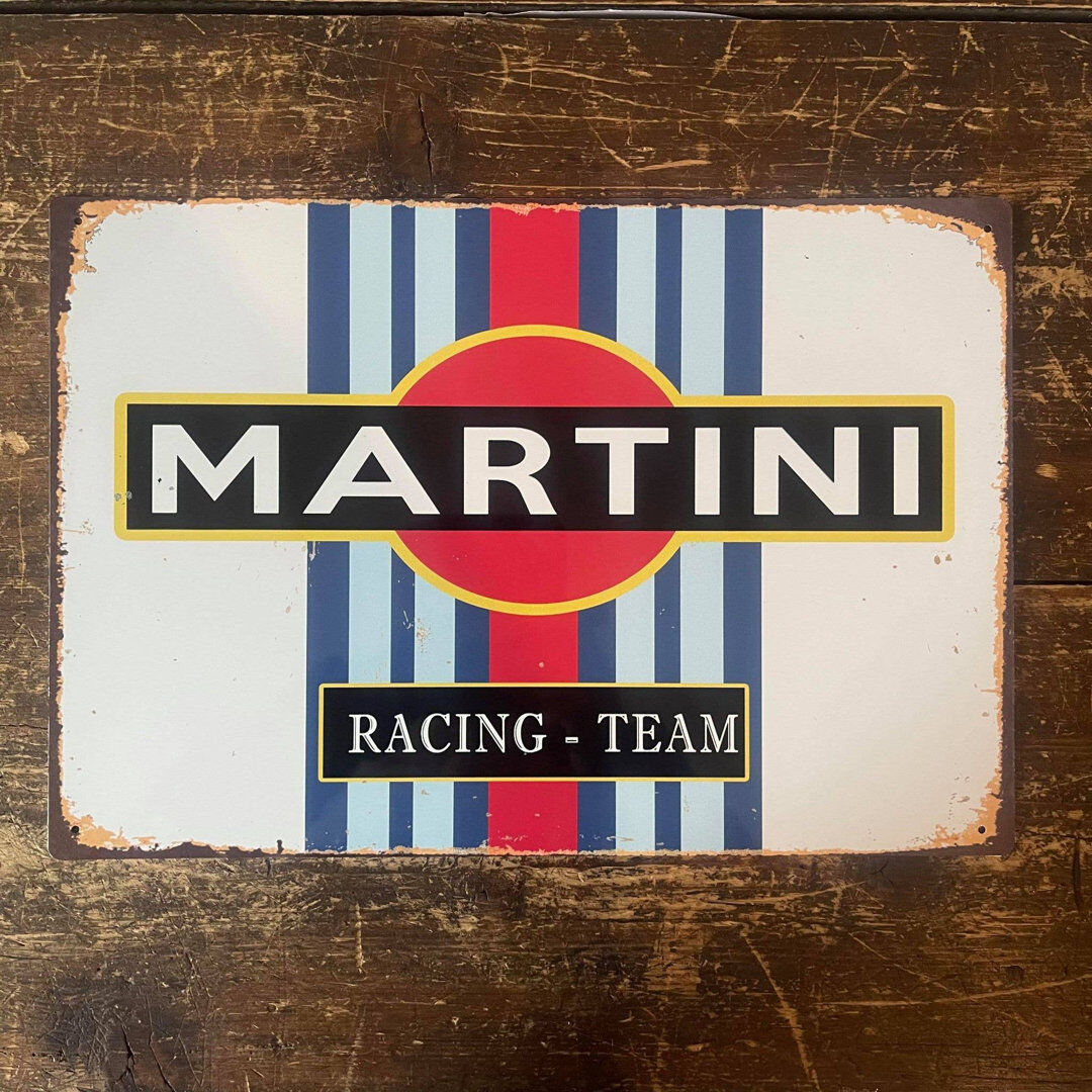 East Urban Home Ite Martini Racing Team - Metal Advertising Wall Sign White/Red/Black 40cm H X 60cm W