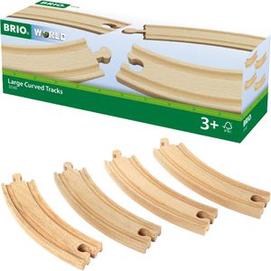 BRIO Spielzeugeisenbahn-Zubehör World 33342, Gebogene Gleise, je 17 cm, aus Holz, 4-teilig
