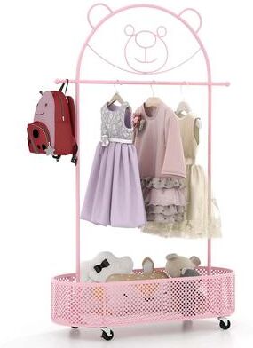 Kids Clothing Rack Height Adjustable Dress Up Storage w/ Wheels