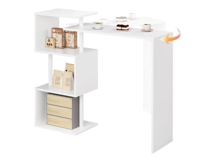 WOLTU 1PC Table de bistrot, table de bar, table de petit-déjeuner, table à café avec étagères de rangement à 2 niveaux pour la présentation de boissons dans la cuisine