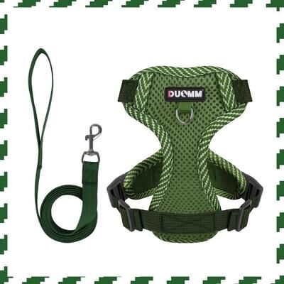 Uplifted Finds Reflective Air Mesh Comfort Vest & Leash Set green s