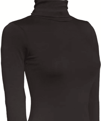FusionFolio Classic Women Turtleneck Long Sleeve Shirt, Stretchy Basic Layering Top black l