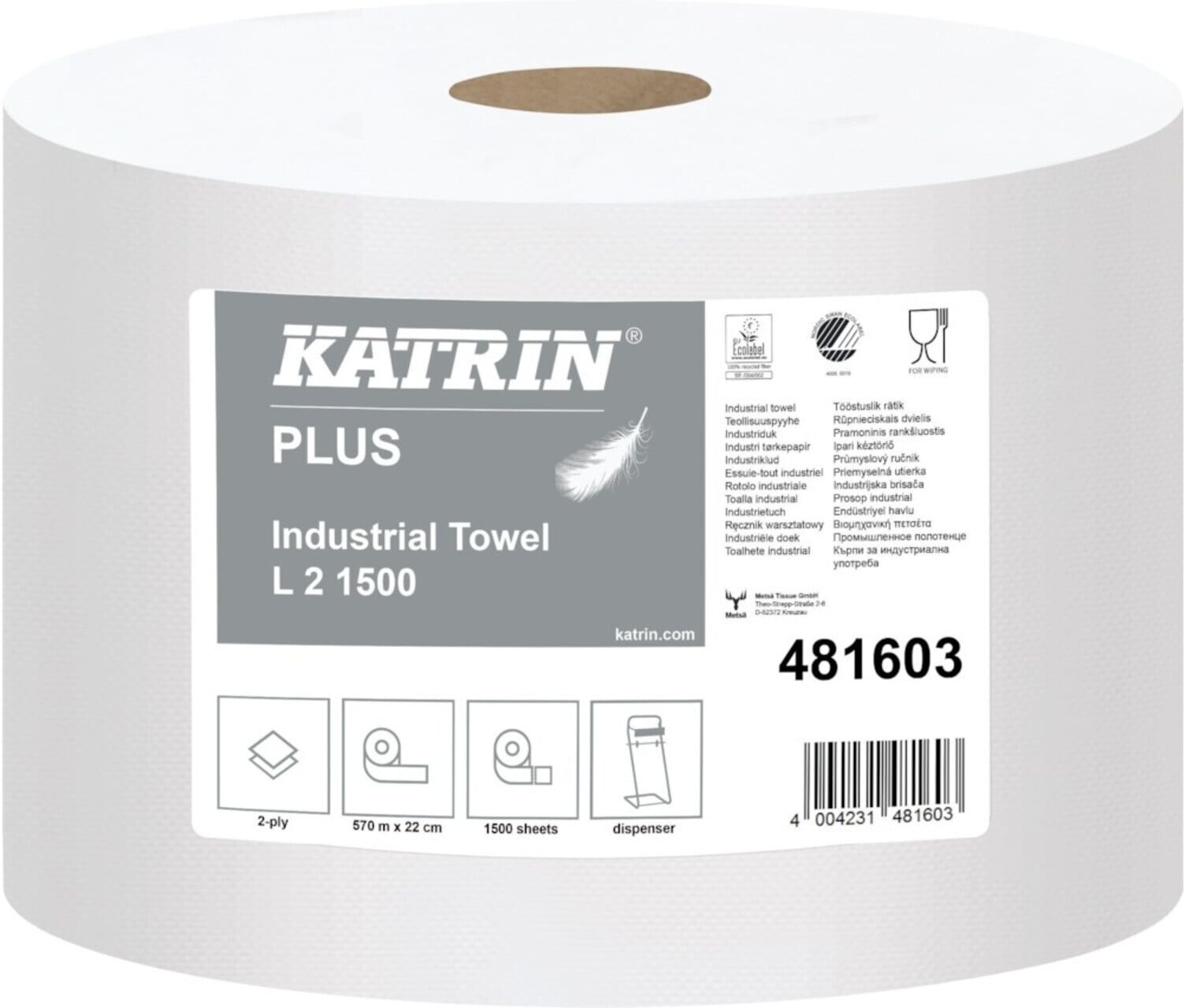 KATRIN Putzpapier weiß 2lagig 22x38cm 1500Blatt