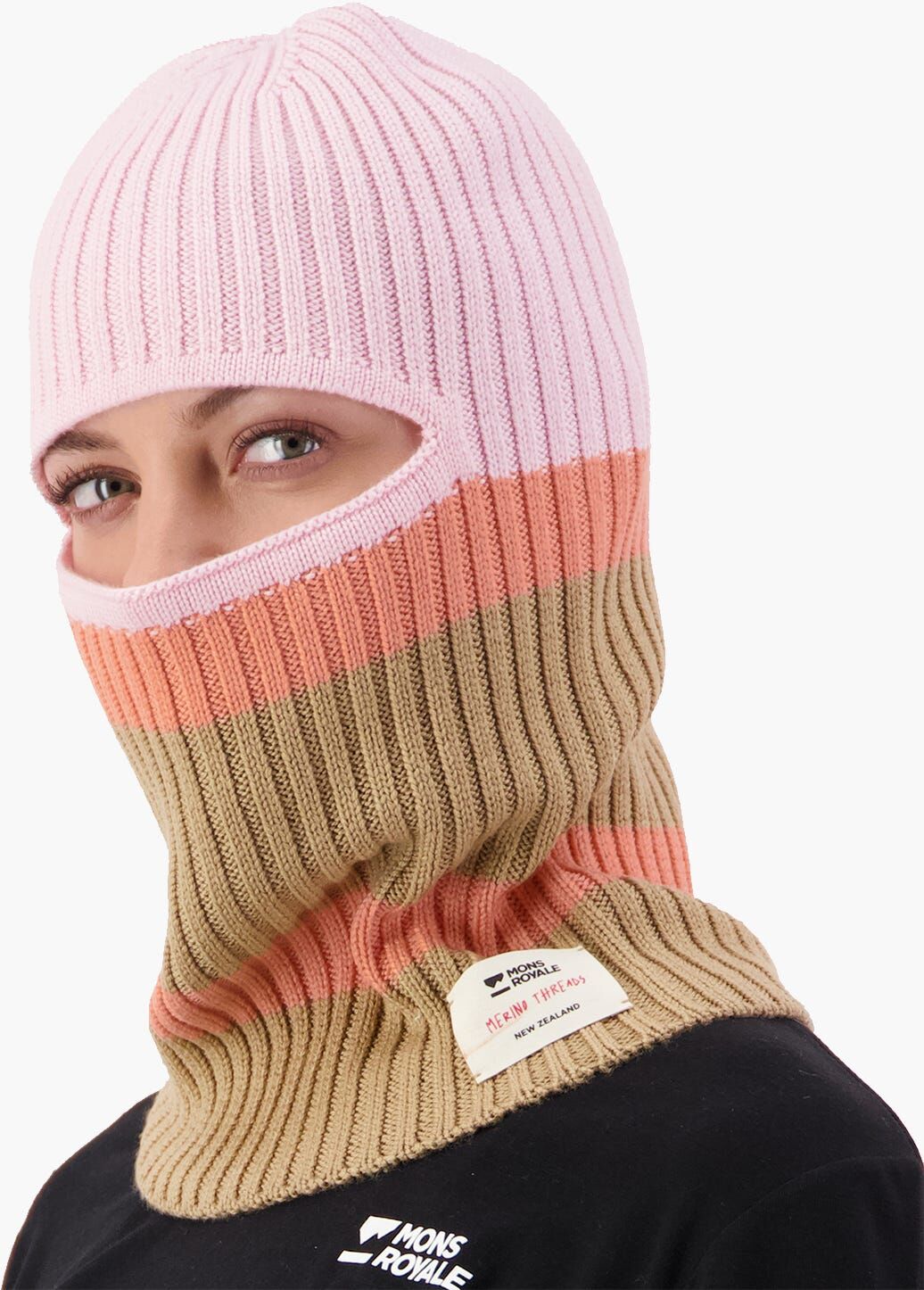 MONS ROYALE INNSBRUCK KNIT BALACLAVA PINK TAN One Size
