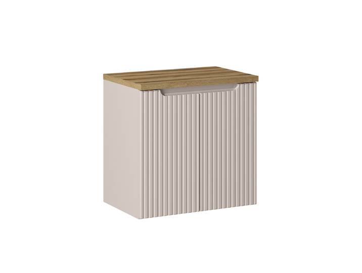 Meuble sous-vasque 50cm 2 portes plan de toilette Riva Cachemire et Bois